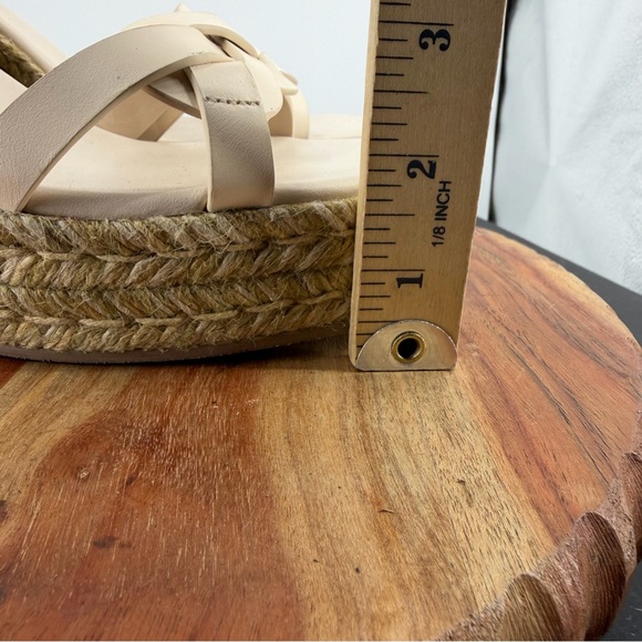 Stuart Weitzman Braida Max leather espadrille wedge sandals cream white sz 9 - Picture 9 of 9